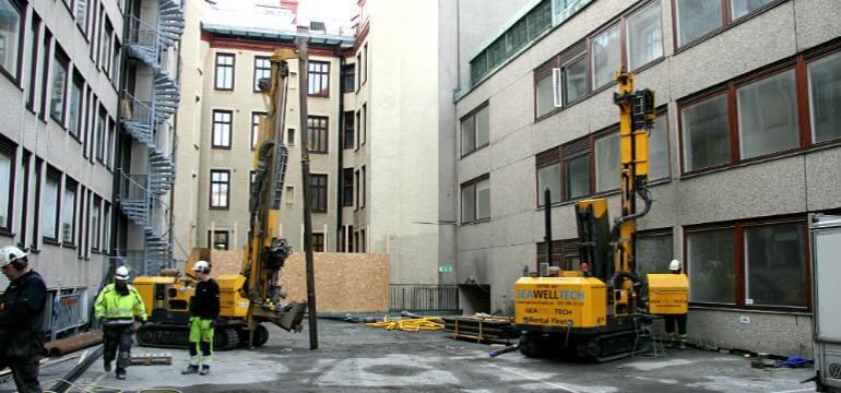 Bergvärme installeras till hus i Göteborg